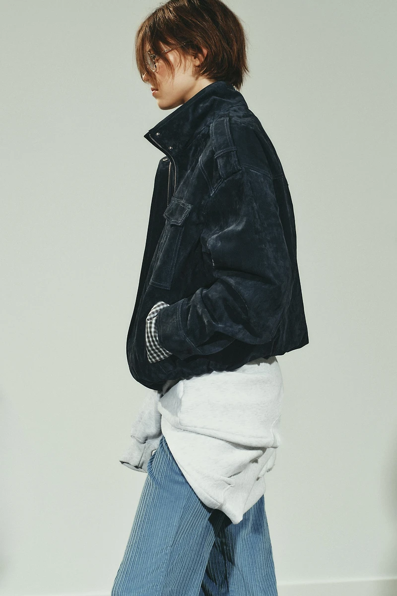 100% SUEDE LEATHER JACKET WITH POCKETS