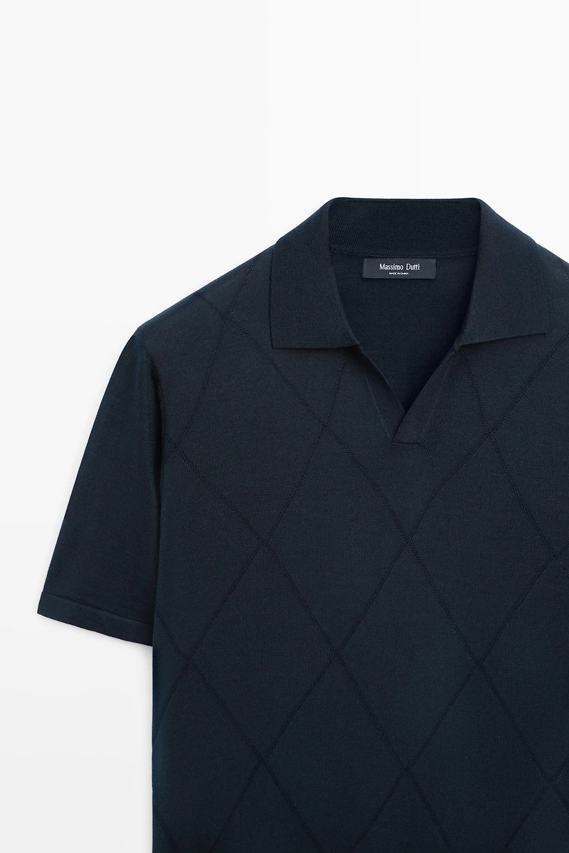 Pull polo en maille à motif losanges
