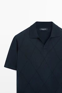 Pull polo en maille à motif losanges