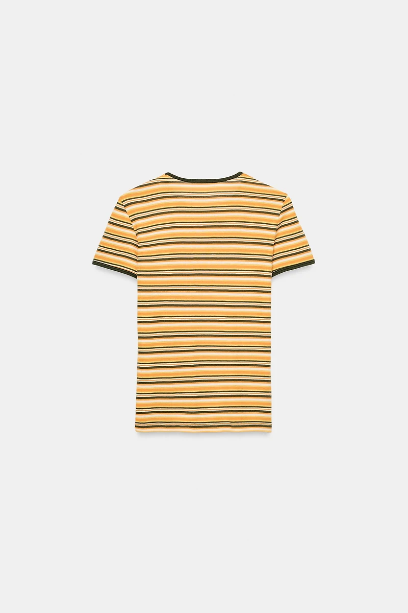 T-SHIRT À RAYURES LISERÉ CONTRASTE