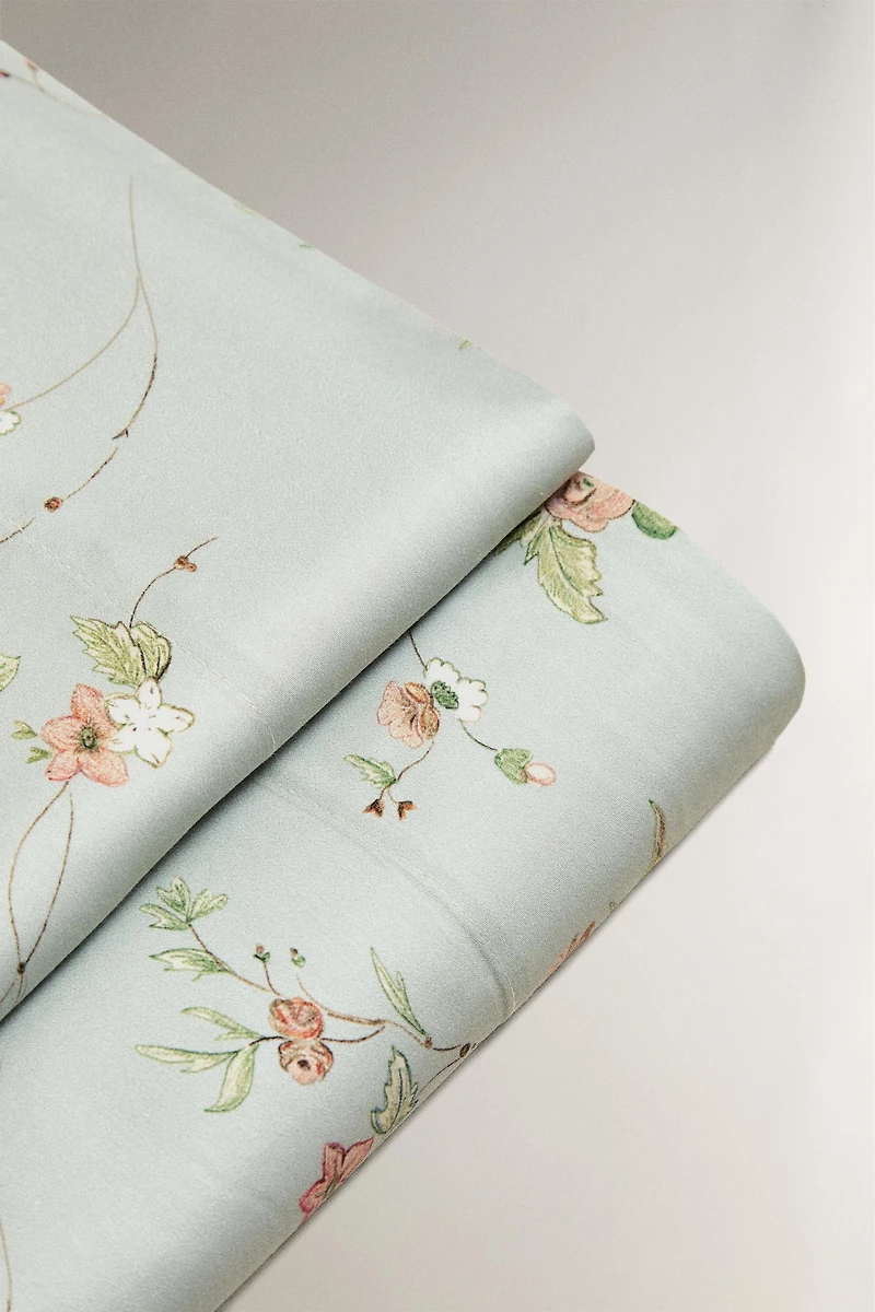 FLORAL BRANCH SATEEN FLAT SHEET (300 THREAD COUNT)