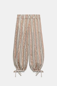 STRIPED BELTED PANTS