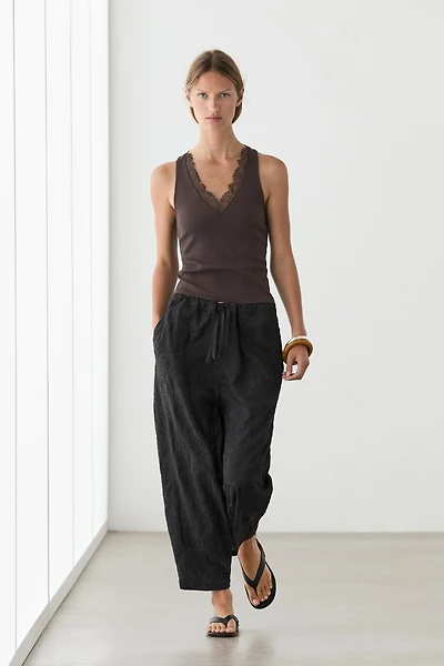 V-neck top with lace detail
