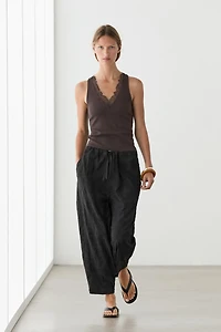 V-neck top with lace detail