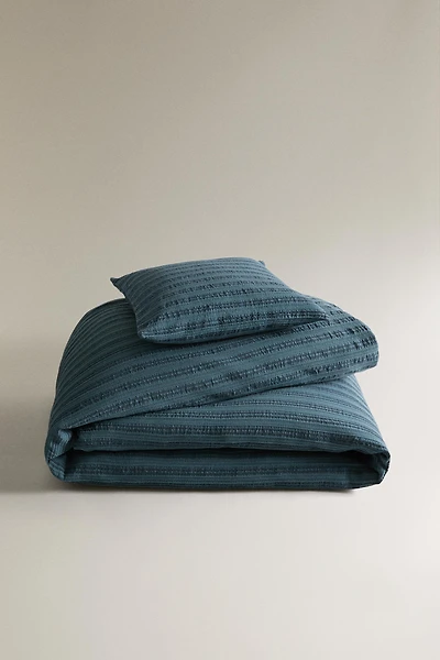 KIDS' TEXTURED STRIPED BEDSPREAD