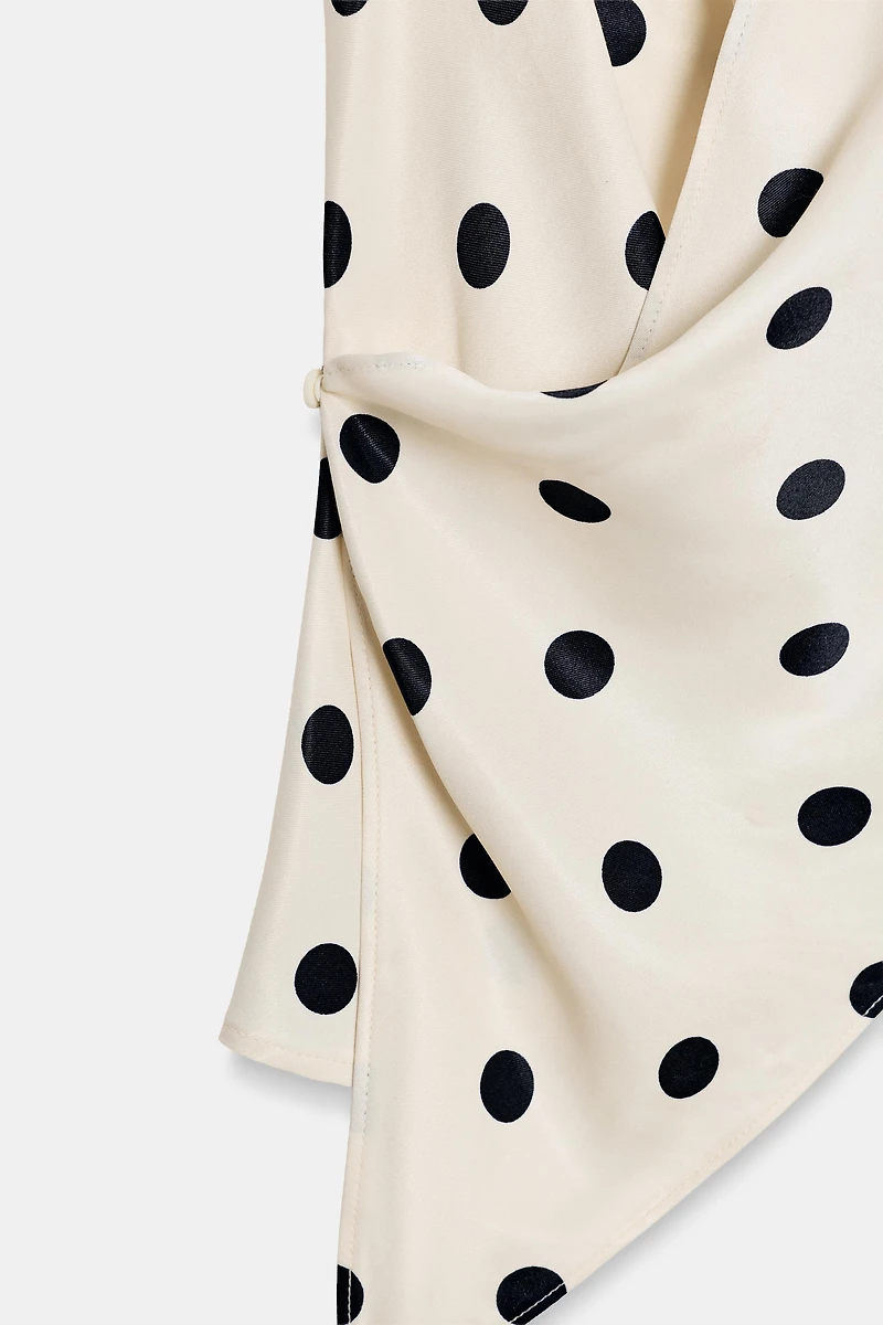 POLKA DOT SATIN EFFECT HALTER TOP