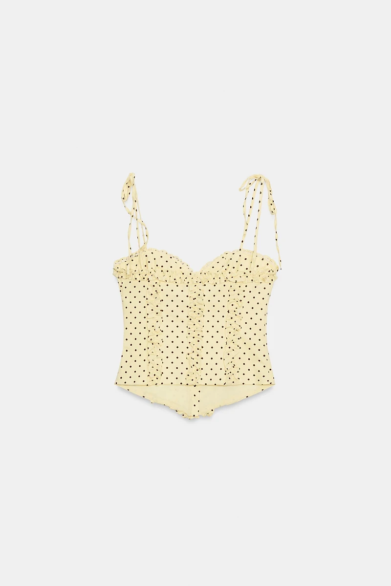 POLKA DOT RUFFLED POPLIN TOP