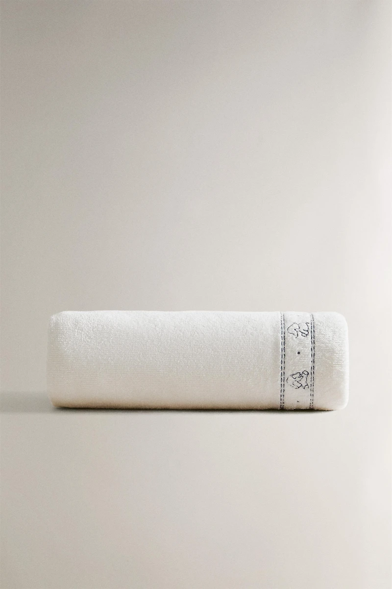 SERVIETTE DE BAIN ENFANT VELOURS ÉLÉPHANTS