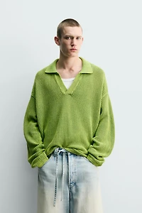 POLO EN MAILLE STRUCTURÉE DÉLAVÉ