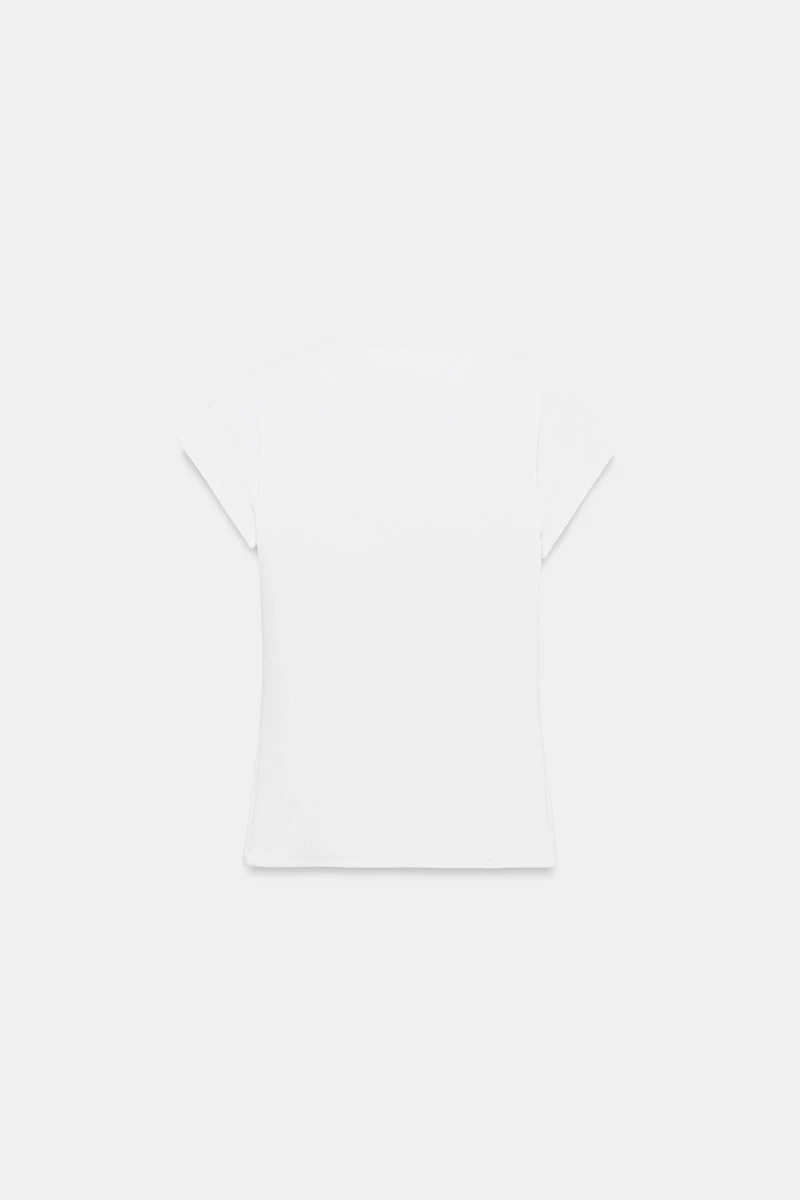 T-SHIRT CÔTELÉ BOUTONNÉ