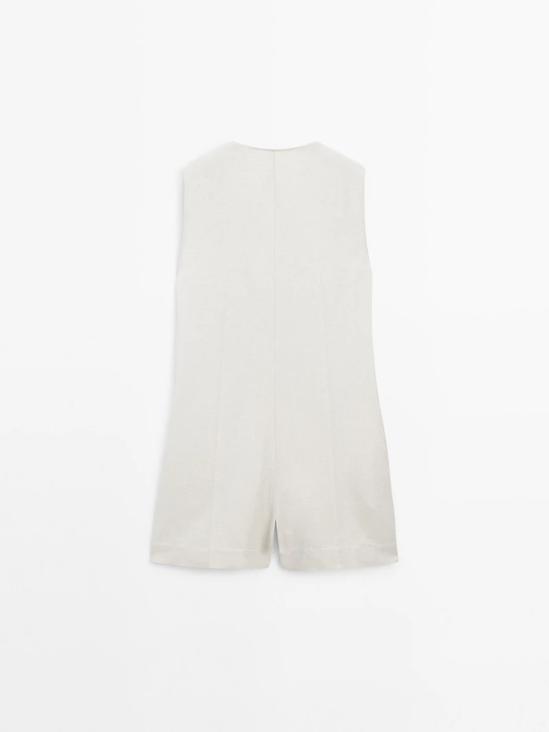 Linen blend short jumpsuit