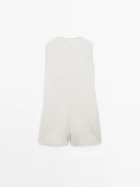Linen blend short jumpsuit