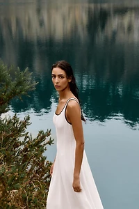 CONTRAST TRIM MIDI DRESS