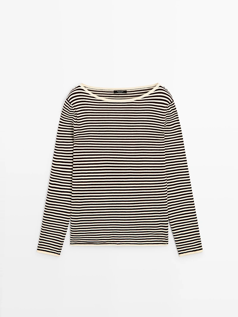 Pull rayé manches longues
