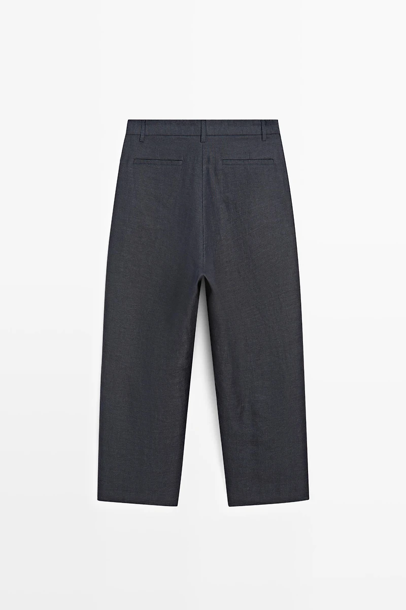 100% linen total look melange trousers