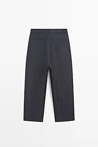 100% linen total look melange trousers