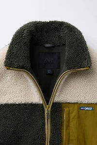 BLOUSON EFFET MOUTON COLOR BLOCK