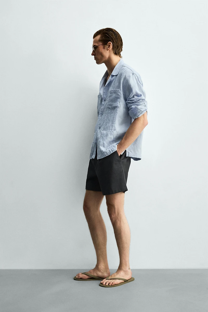 CHEMISE RELAXED FIT 100% LIN PLISSÉE