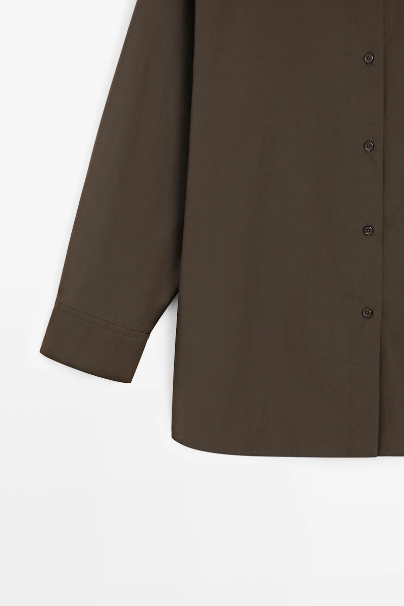 High collar overshirt with buckle detail