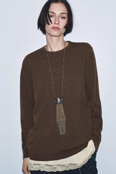 COMBINATION WOOL BLEND JUMPER