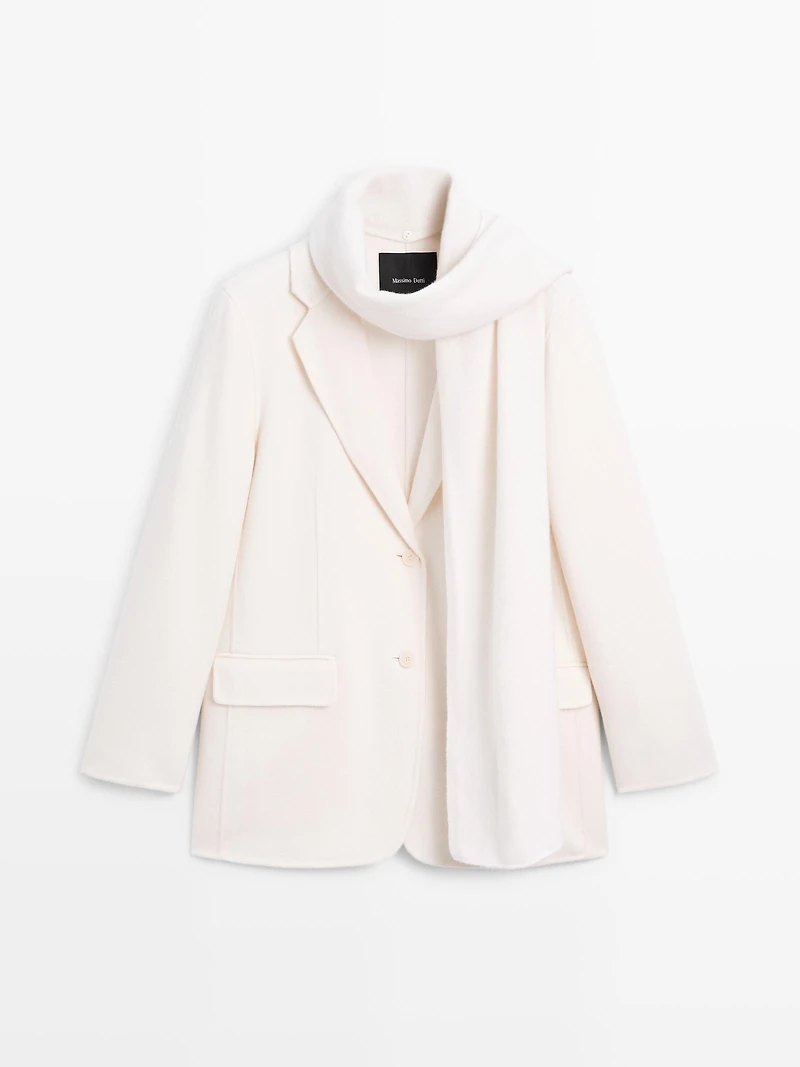 Blazer avec écharpe en laine mélangée