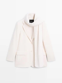 Blazer avec écharpe en laine mélangée