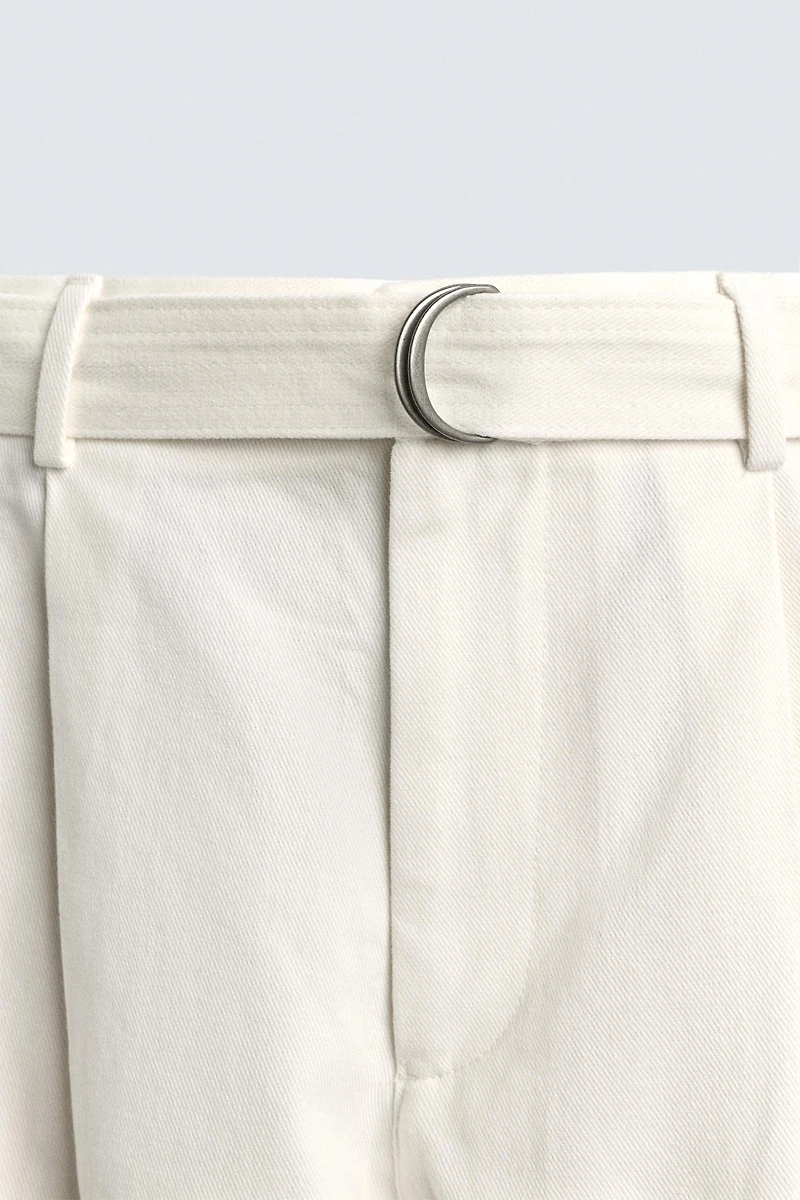 RELAXED FIT BELTED PANTS