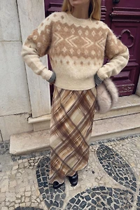 BRUSHED EFFECT JACQUARD KNIT JUMPER