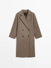 Long wool blend double-breasted coat