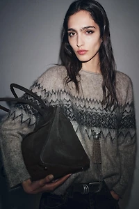 SPLIT SUEDE LEATHER SHOULDER BAG