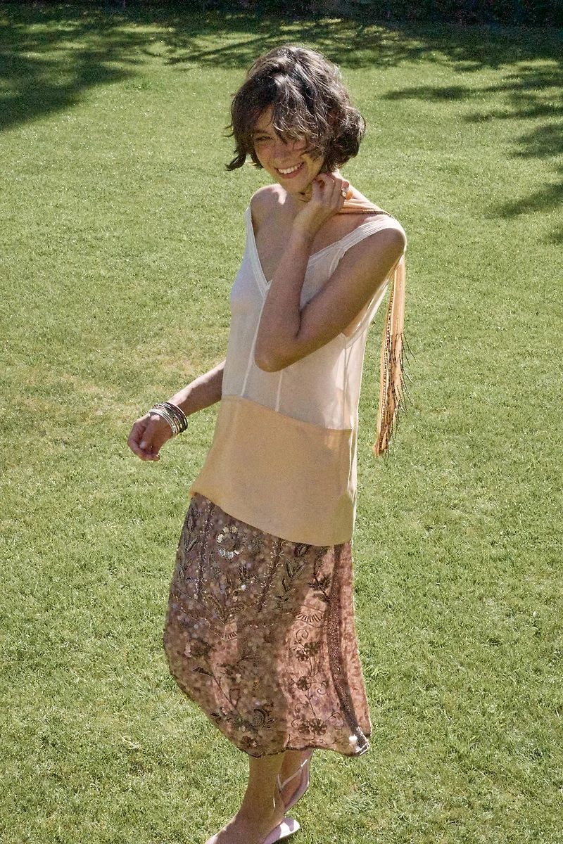 100% SILK STRAP TOP