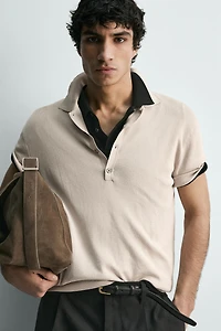 COTTON BLEND KNIT POLO SHIRT