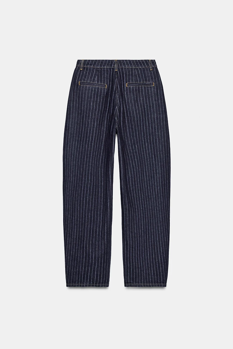 ZW COLLECTION MID-RISE STRIPED BALLOON JEANS