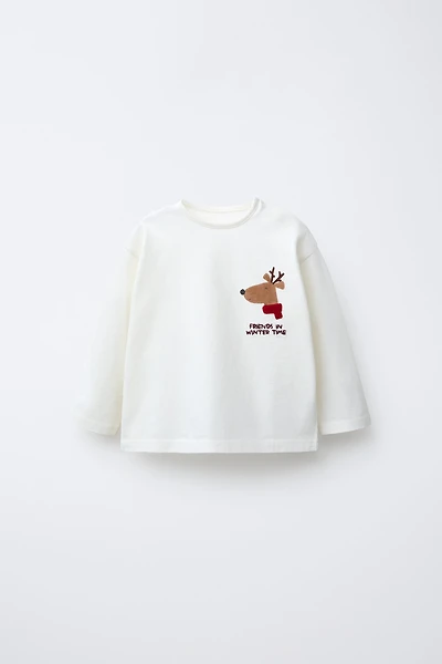 FLOCKED REINDEER T-SHIRT