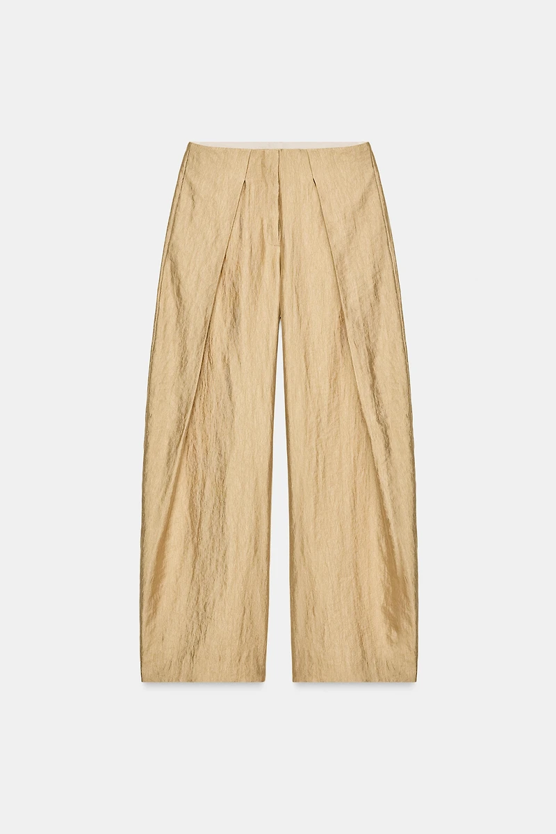 METALLIC PLEATED PANTS ZW COLLECTION