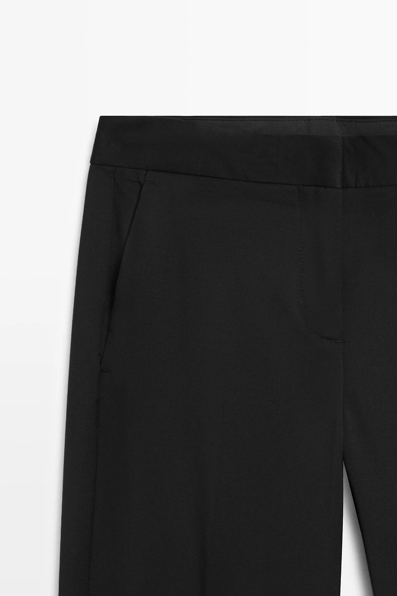 100% cold wool straight-leg pants