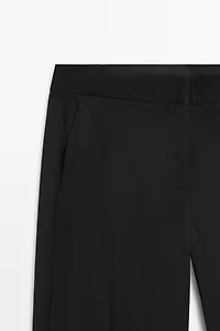 100% cold wool straight-leg pants