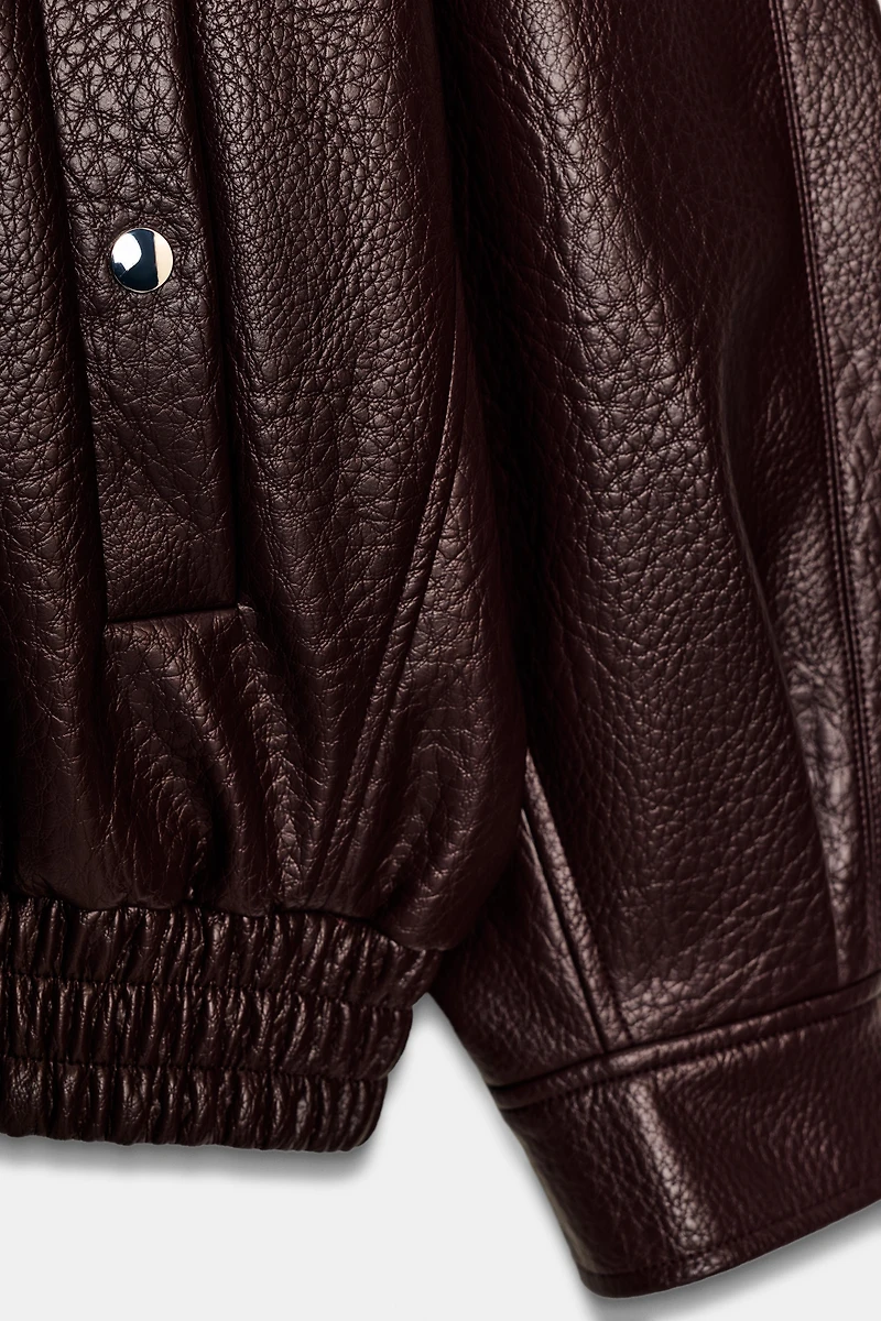 FAUX LEATHER BOMBER JACKET
