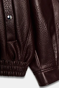 FAUX LEATHER BOMBER JACKET