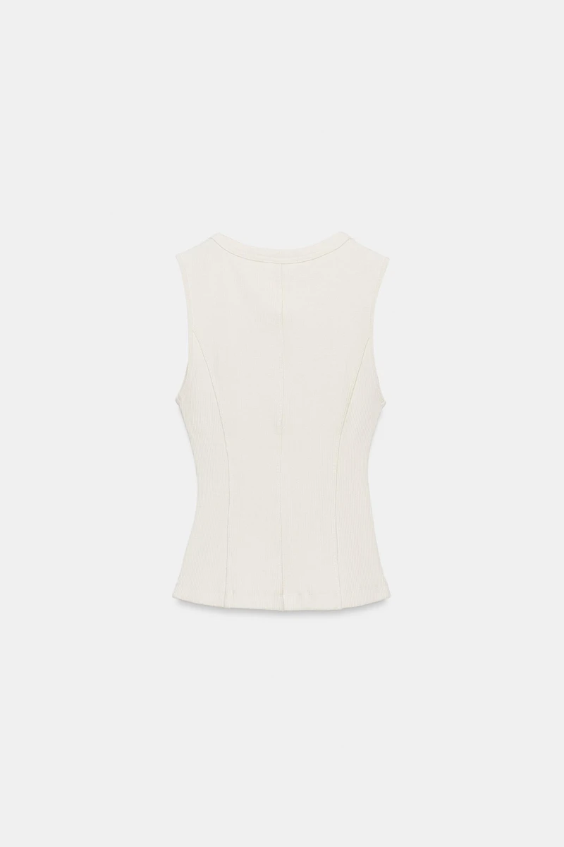 RIBBED BUTTON-UP VEST