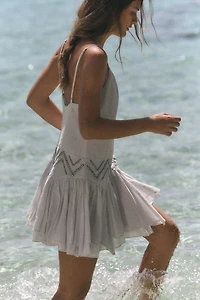 RUFFLED CHIFFON STUDDED DRESS