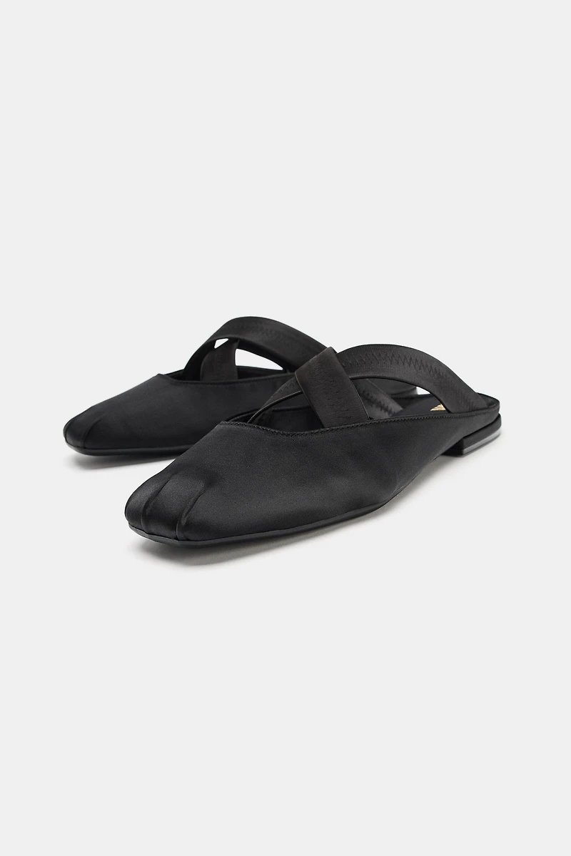 CRISS-CROSS ELASTIC STRAP SLINGBACK FLATS