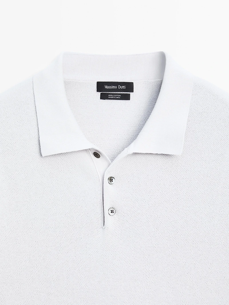 100% cotton textured knit polo shirt
