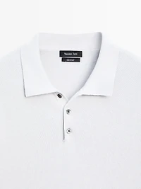 100% cotton textured knit polo shirt