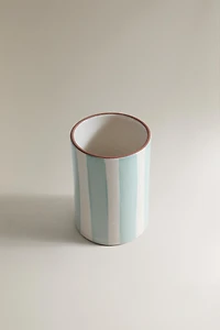 STRIPED CERAMIC TOOTHBRUSH TUMBLER