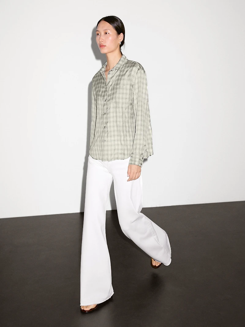 Flowing 100% cupro check shirt