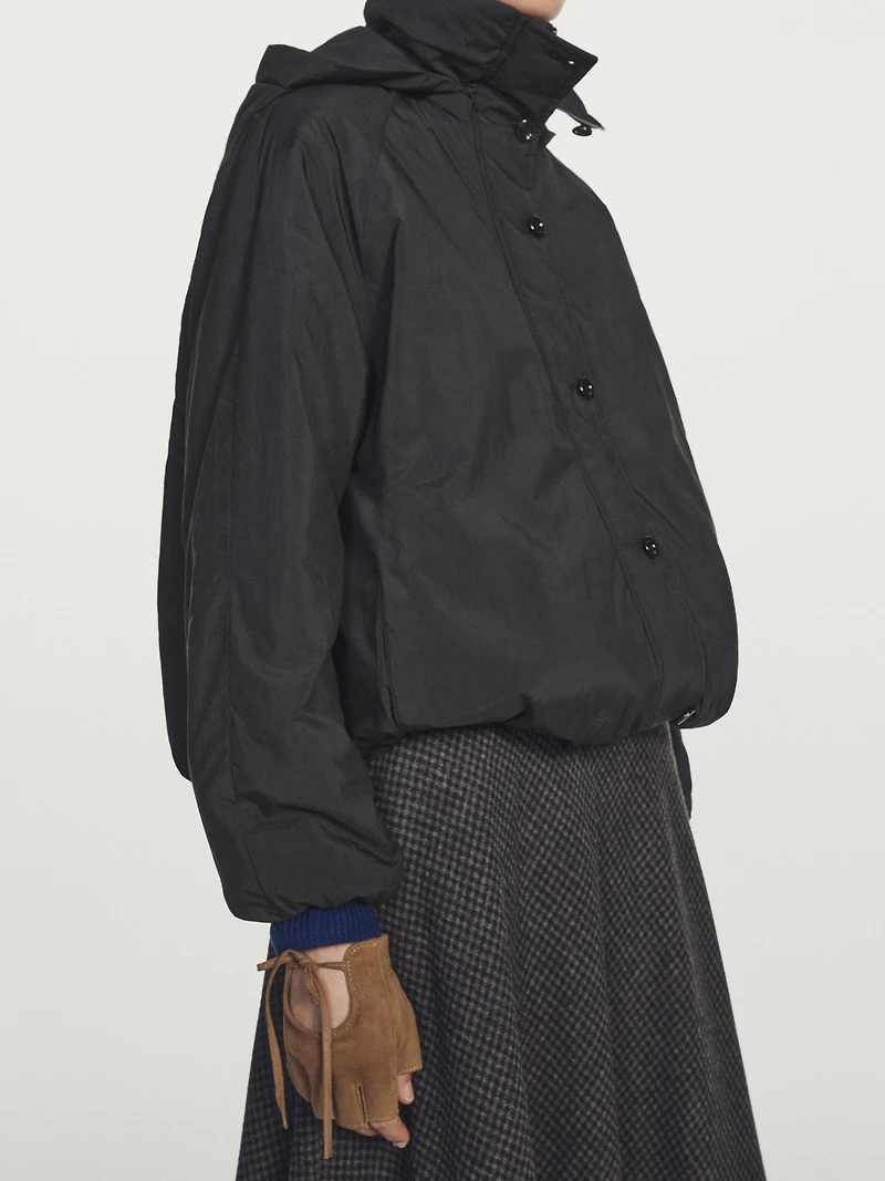 Water-repellent padded parka with high neck