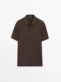 Cotton blend short sleeve polo shirt