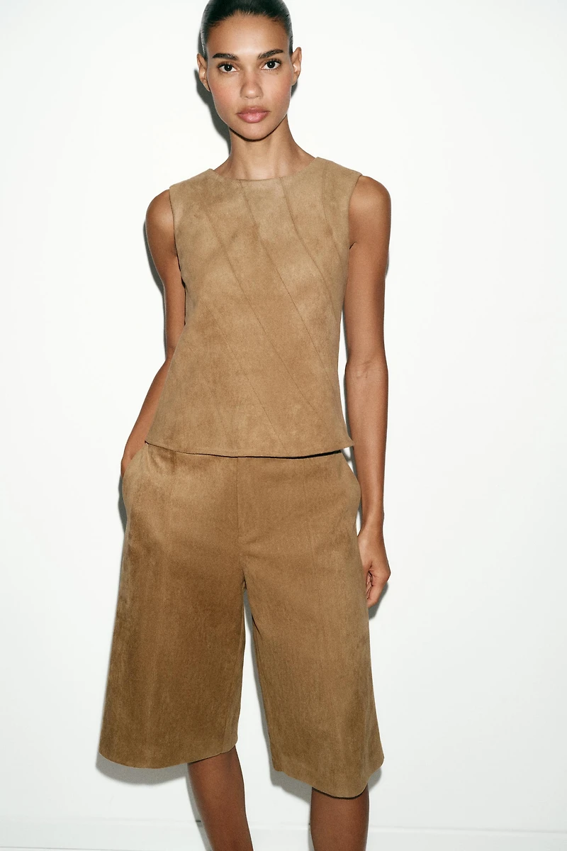 FAUX SUEDE LONG SHORTS
