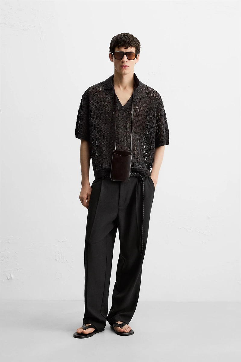 OPEN KNIT POLO SHIRT